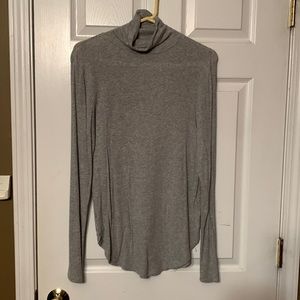 Ribbed grey turtle neck.  Long sleeve